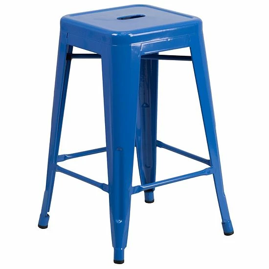 Emma+Oliver Emma And Oliver Commercial Grade 24"H Backless Copper Indoor-Outdoor Counter Height Stool White 10 Emma+Oliver Emma And Oliver Commercial Grade 24"H Backless Copper Indoor-Outdoor Counter Height Stool White - Image 10