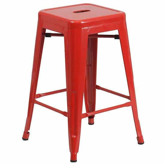 Emma+Oliver Emma And Oliver Commercial Grade 24"H Backless Copper Indoor-Outdoor Counter Height Stool White 11 Emma+Oliver Emma And Oliver Commercial Grade 24"H Backless Copper Indoor-Outdoor Counter Height Stool White - Image 11