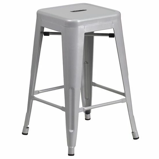 Emma+Oliver Emma And Oliver Commercial Grade 24"H Backless Copper Indoor-Outdoor Counter Height Stool White 13 Emma+Oliver Emma And Oliver Commercial Grade 24"H Backless Copper Indoor-Outdoor Counter Height Stool White - Image 13