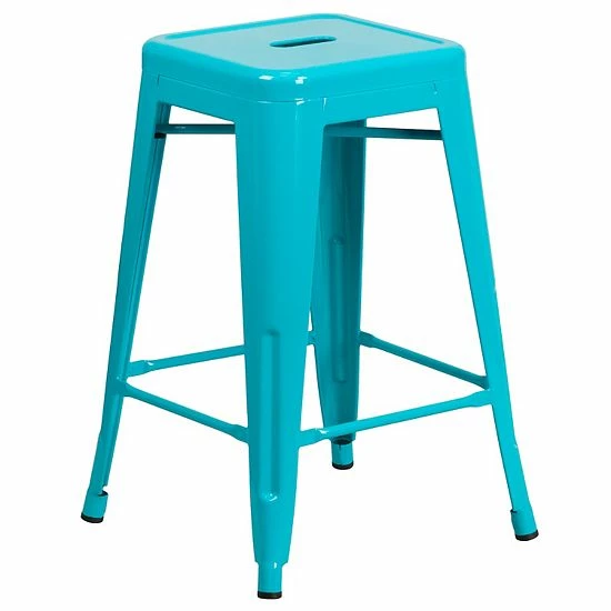 Emma+Oliver Emma And Oliver Commercial Grade 24"H Backless Copper Indoor-Outdoor Counter Height Stool White 14 Emma+Oliver Emma And Oliver Commercial Grade 24"H Backless Copper Indoor-Outdoor Counter Height Stool White - Image 14