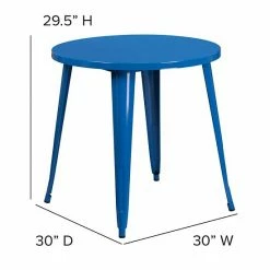 Emma+Oliver Emma And Oliver Commercial Grade 30" Round Blue Metal Indoor-Outdoor Table -Emma+Oliver shop unnamed file 977