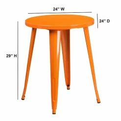 Emma+Oliver Emma And Oliver Commercial Grade 24" Round Orange Metal Indoor-Outdoor Table -Emma+Oliver shop unnamed file 991